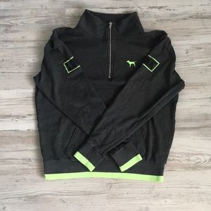 Victoria Secret PINK Heather grey + neon half-zip
